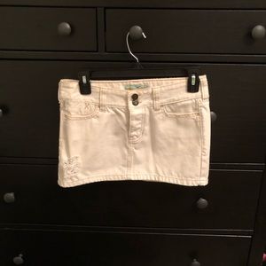 Hollister white button up jean skirt